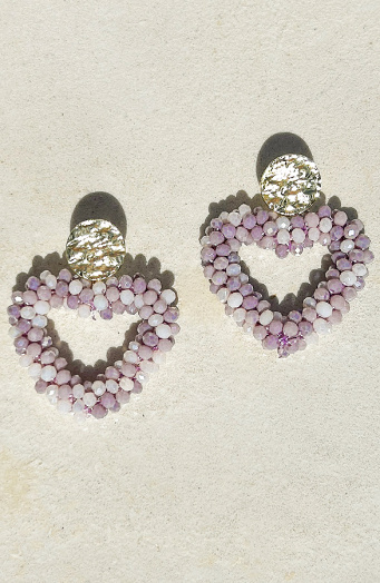 Heart Beads Oorbellen Mauve